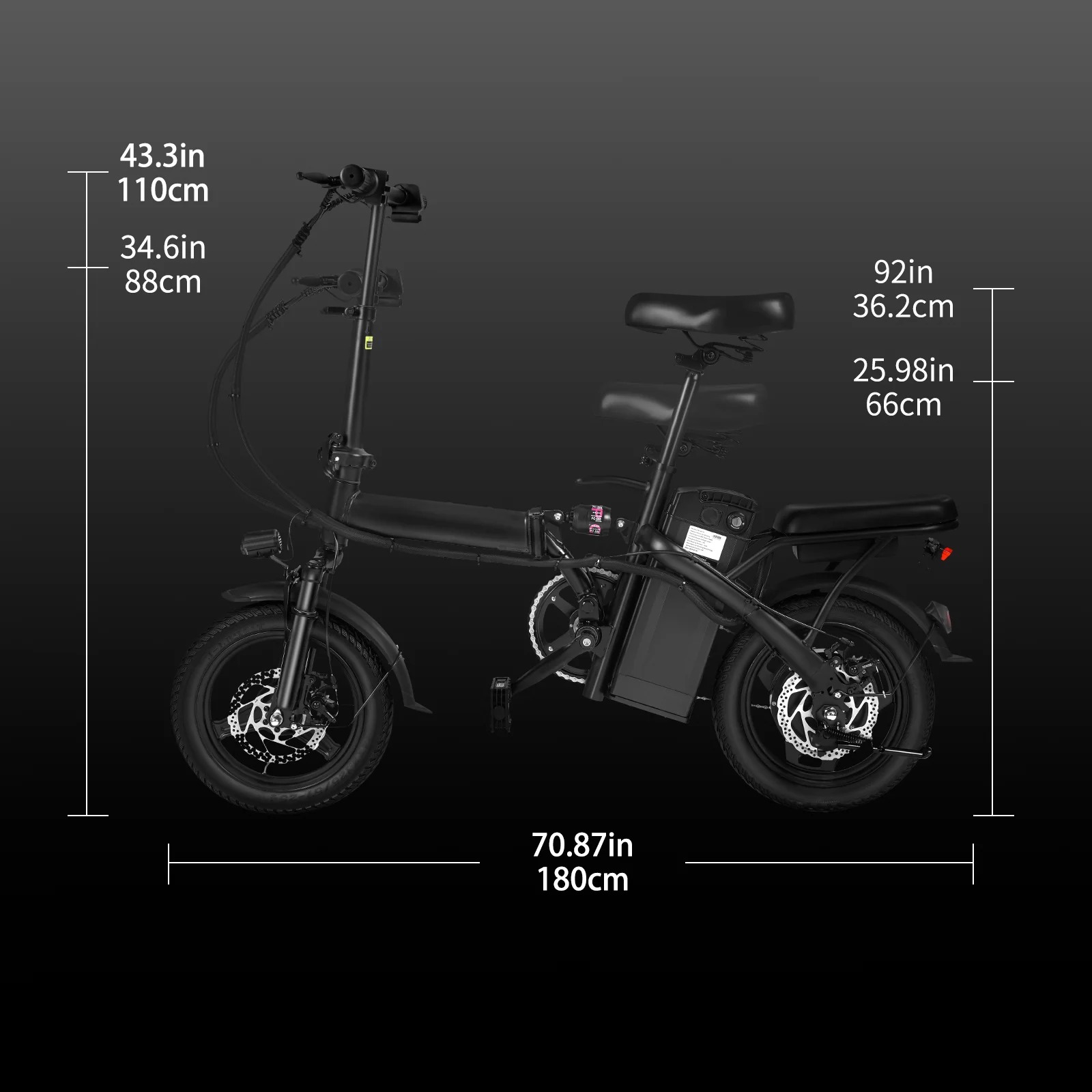 400W dual disc brake adult foldable electric bicycle with seat and basket 14 inches 48V 10.4Ah 22 mile range 20MPH