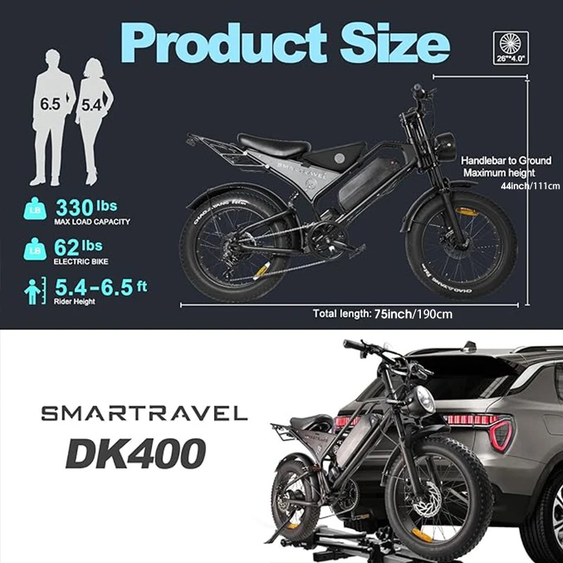 1000W 28mph 24 mile range 48V15ah detachable battery single push mechanical disc brake 20 inch mountain off-road adult electric - Image 3